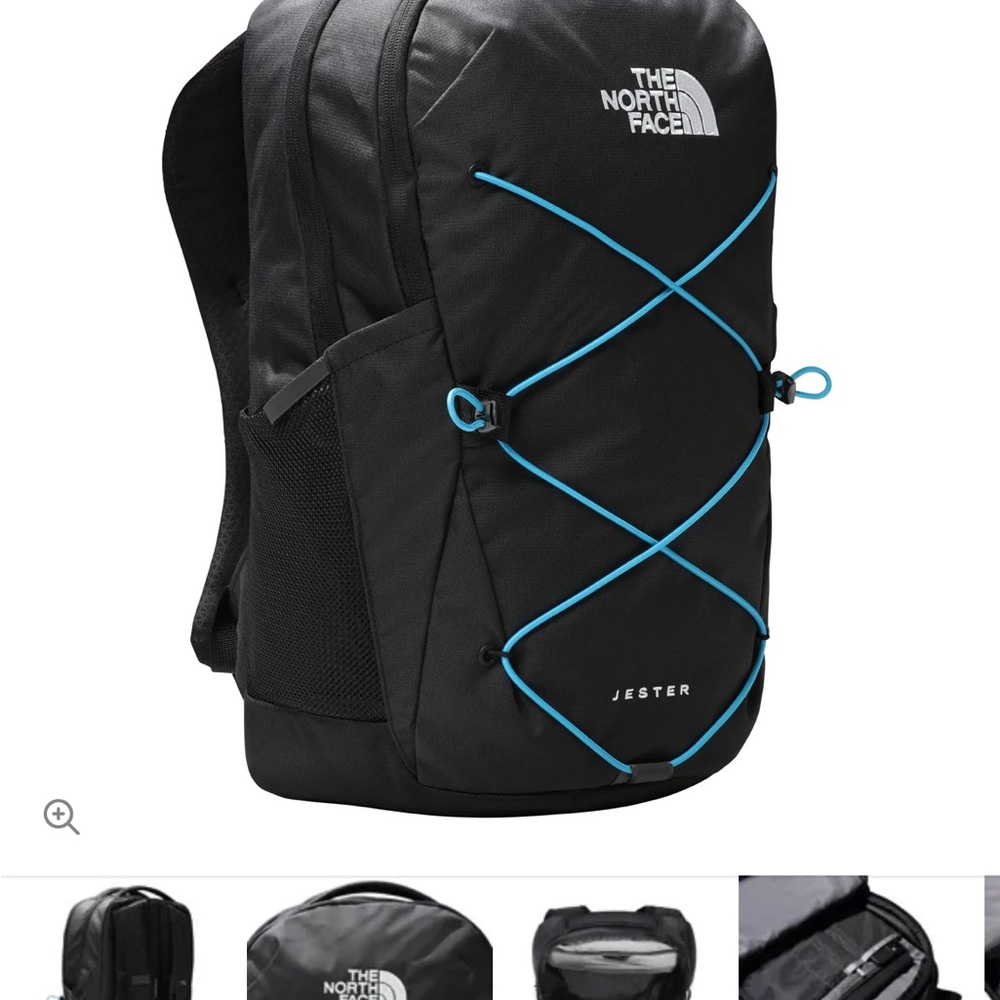 The North Face Jester Backpack in Black with Blue Accents
